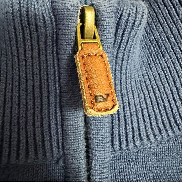 Vineyard Vines Blue Zip Up Sweater with Stand-Up Collar - Picture 6 of 8